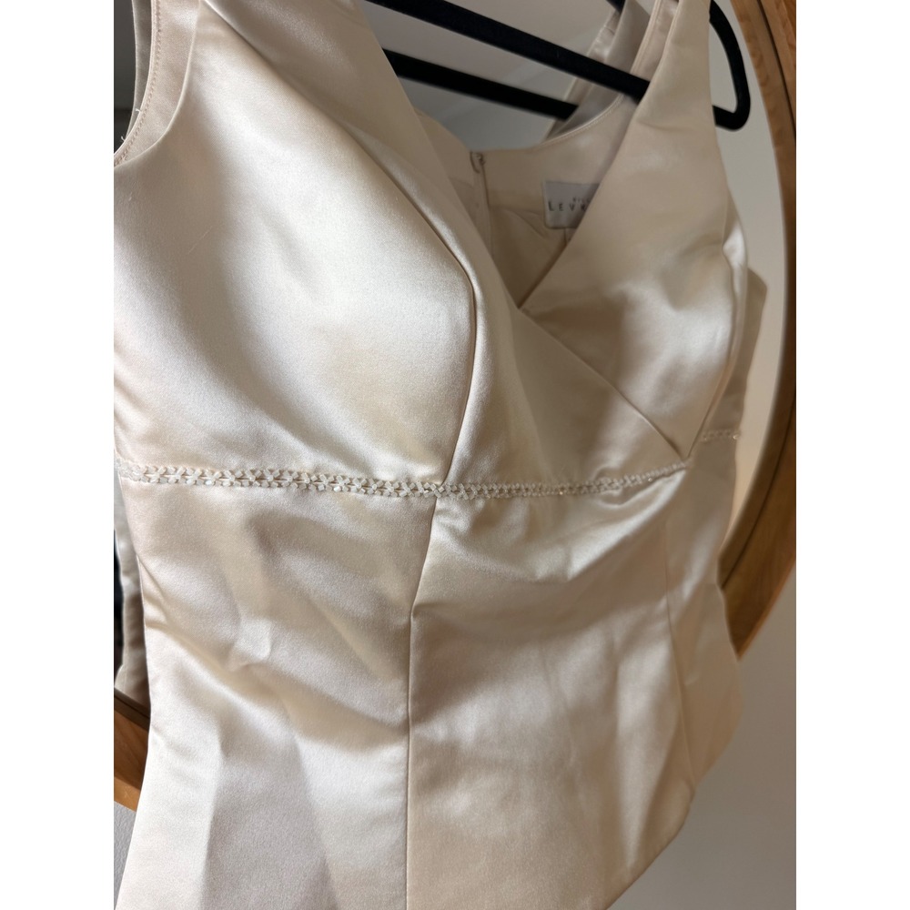 Bill Levkoff Satin Top Women Size 10 Champagne Excellent Beaded Formal Corset - Picture 3 of 8
